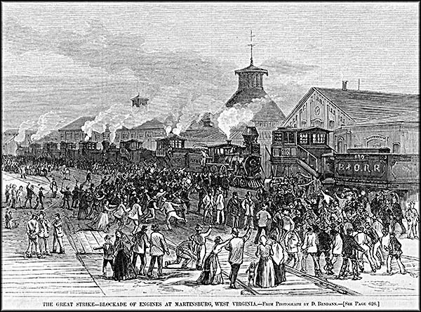 Blockade of engines in Martinsburg, WV. during the strike.