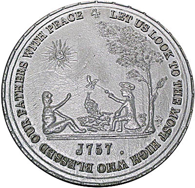 Benjamin Franklin Museum This peace medal was engraved by Edward Duffy and struck by Joseph Richardson in 1757 to promote harmony with the native people of America. It was the first one made in the colonies.