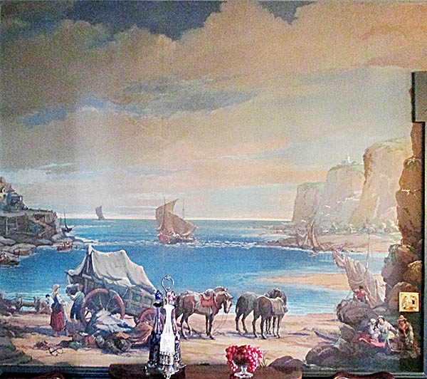 Cooke-Dorn House This scene In the dining room is hand-painted wallpaper.