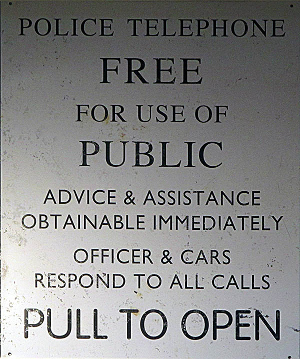 Montrose Historical & Telephone Pioneer Museum Plaque from a British police box. Or possibly stolen from the Doctor's TARDIS.