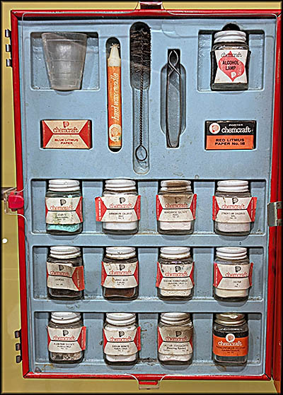Science History Museum This chemistry set was meant for children, but it did have a few dangerous items like the alcohol lamp. The dangerous stuff was banned in 1960.